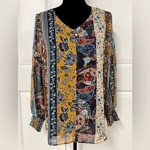 Dressbarn Multi Pattern Floral Blouse